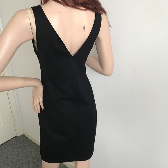 Topshop Black LBD Trompe-loeil Dress!white NWT 468 - Picture 6 of 8